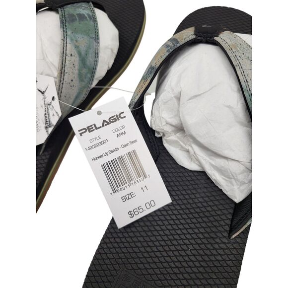 Pelagic Offshore Army Camo Black Sandals Flip Flops Size 11 NWT New - Picture 7 of 9